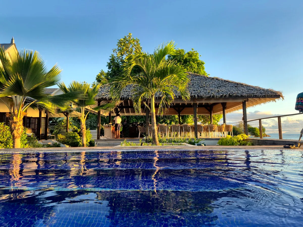 Le Nautique Luxury Waterfront Hotel, Restaurant & Bar, La Digue exterior view