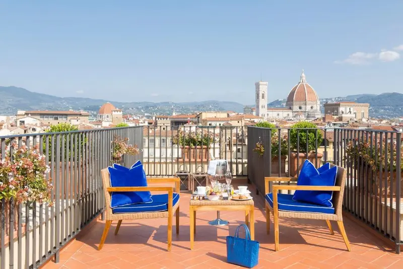 Hotel Lungarno exterior along the Arno River near Ponte Vecchio, Florence