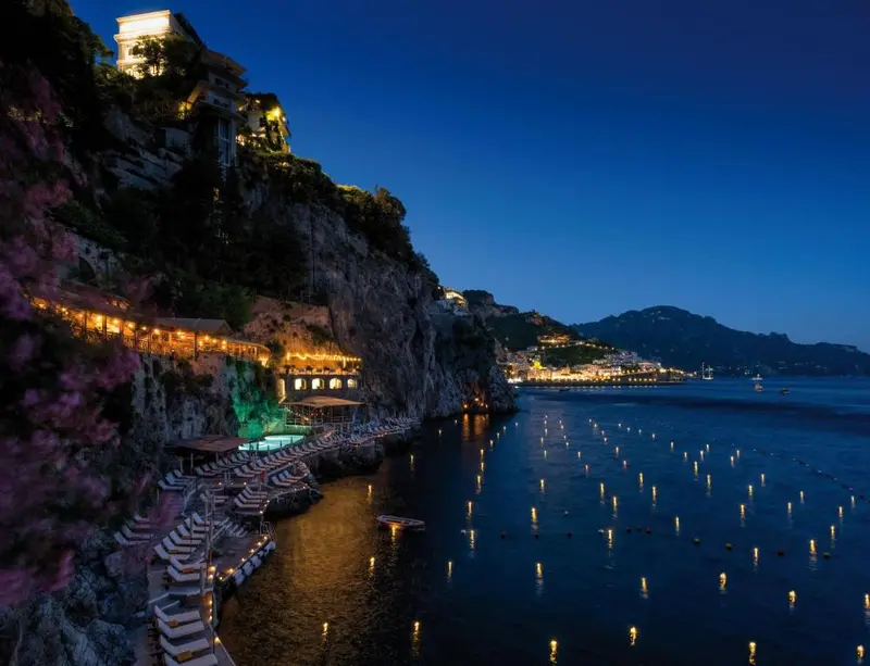 Hotel Santa Caterina exterior perched on the cliffs of the Amalfi Coast