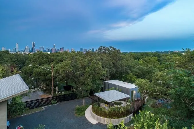 Kasita Nest is a prefabricated, smart home for romantic getaways., Austin interior view